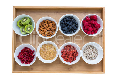 Healthy food on a tray