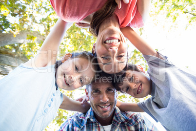 Happy family in the park together