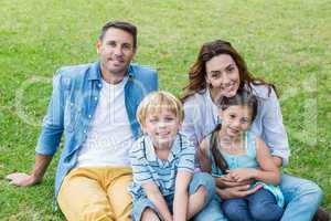 Happy family in the park together