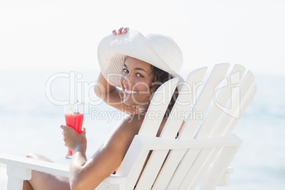 pretty brunette in swimsuit