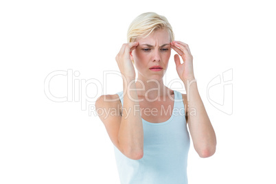 Attractive woman having headache