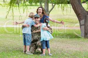 Handsome soldier reunited with family