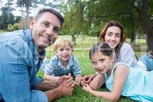 Happy family in the park together