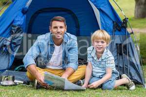 Father and son having fun in the park