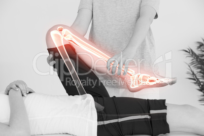 Highlighted bones of woman at physiotherapist