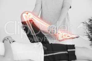 Highlighted bones of woman at physiotherapist