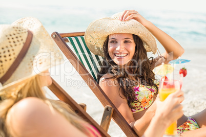 two friends in swimsuits