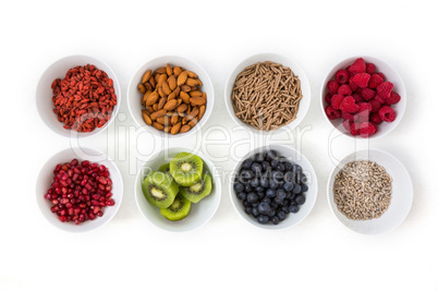 Bowls of healthy food