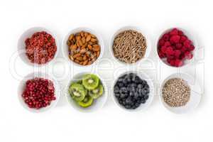 Bowls of healthy food