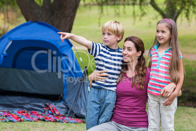 mother and children having fun in the park