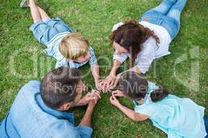 Happy family in the park together