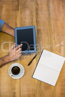 Man working on tablet