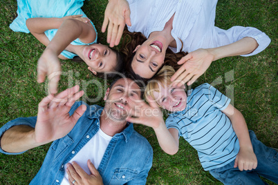 Happy family in the park together