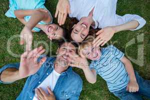 Happy family in the park together