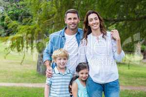 Happy family in the park together