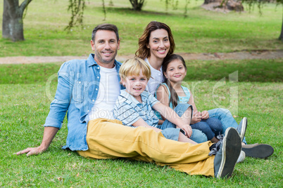 Happy family in the park together