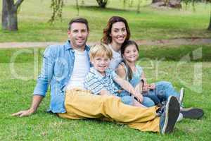 Happy family in the park together