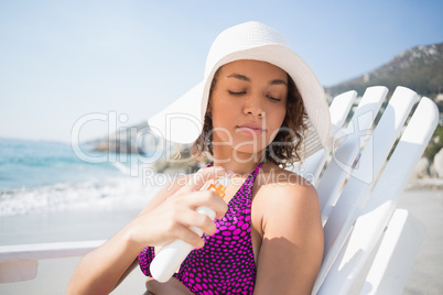 pretty brunette in swimsuit