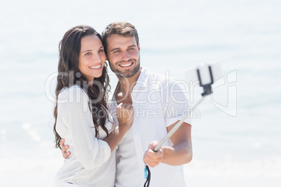 happy couple taking selfie happy couple taking selfie