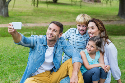 Happy family in the park together