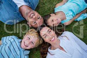 Happy family in the park together