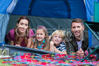 Happy family in the park together