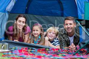 Happy family in the park together