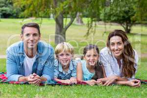 Happy family in the park together