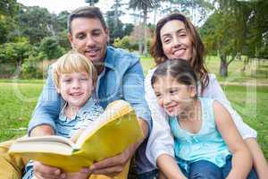 Happy family in the park together