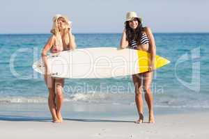 two friends in swimsuits