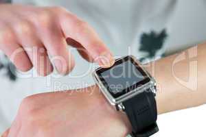 Woman using her smartwatch
