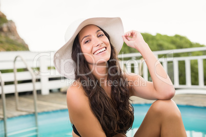 Beautiful woman in bikini relaxing