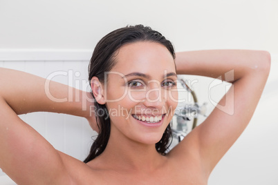 Pretty brunette taking a bath