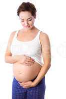 Pregnant woman holding her bump