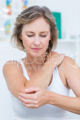 Woman having elbow pain