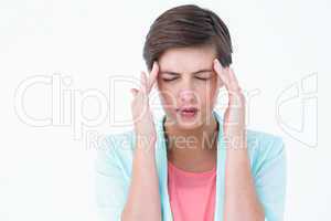 Brunette woman with head ache
