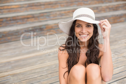 Beautiful woman in bikini relaxing