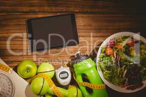 Tablet with indicators of healthy lifestyle