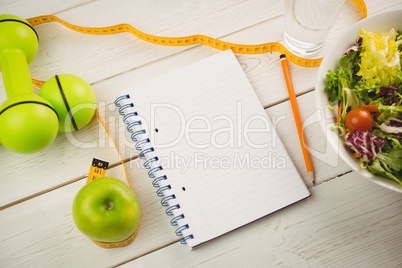 Notepad with indicators of healthy lifestyle