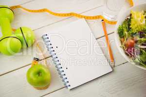 Notepad with indicators of healthy lifestyle