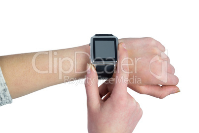 Woman using her smartwatch