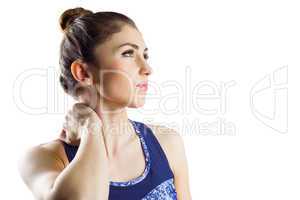 Fit brunette with neck injury