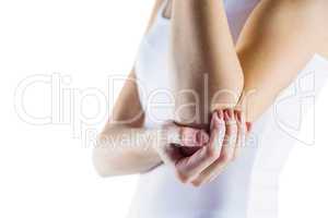 Fit woman with elbow injury