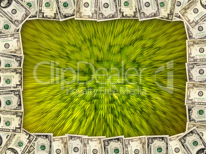 Frame from dollars on the green abstraction