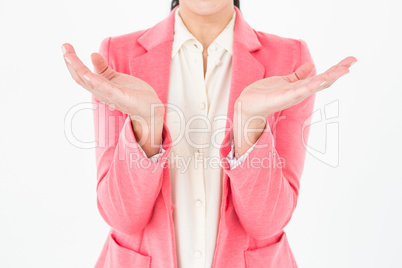 Elegant brunette presenting her hands