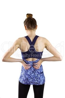 Fit brunette with back injury