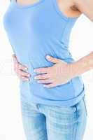 Woman suffering from stomach pain