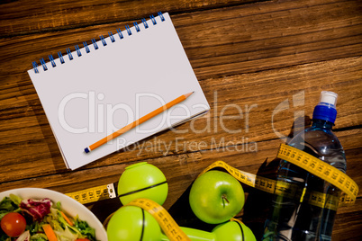 Notepad with indicators of healthy lifestyle