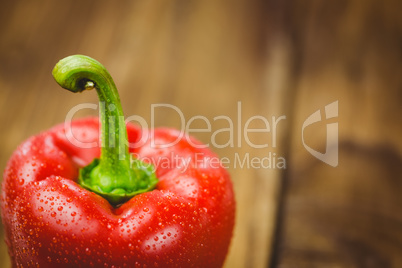 Red pepper with water drops