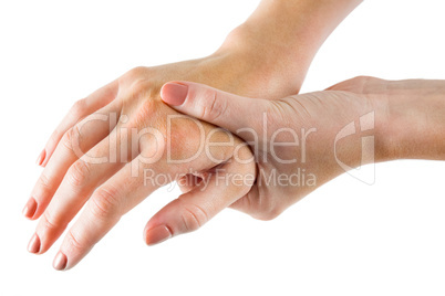 Woman with hand injury